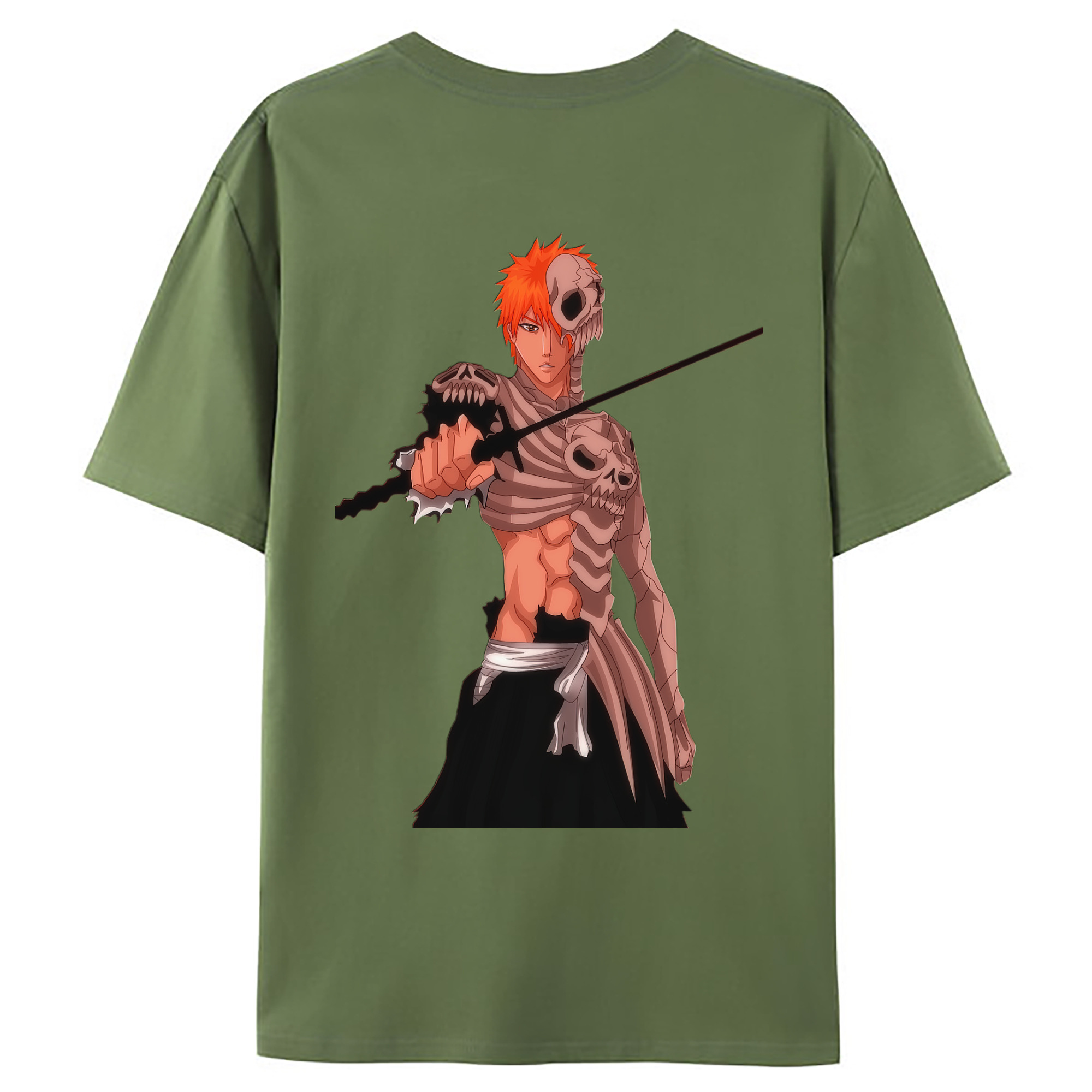 （画像用） ブリーチ 黒崎一護（くろさき いちご）BLEACH Kurosaki Ichigo 綿100％ メンズ半袖Tシャツ（バックプリント） 通気性